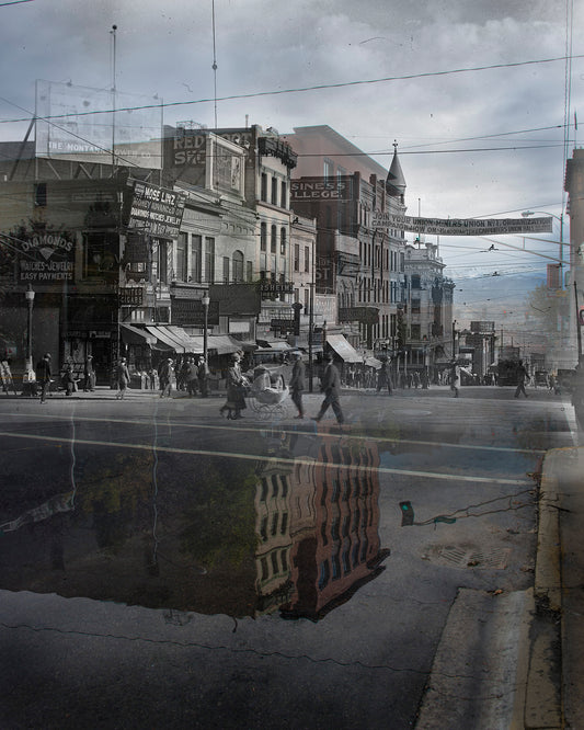 Layers of Time on Main Street & Northwestern Energy - Matted Print