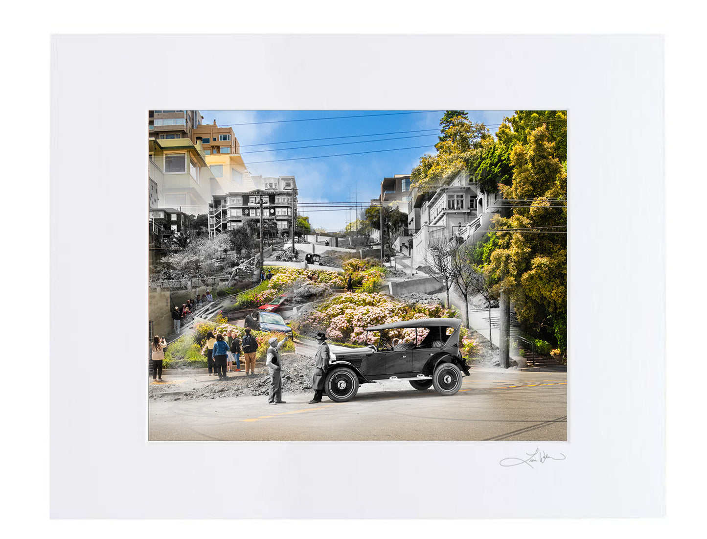 Lombard Street, San Francisco, California - Matted Print