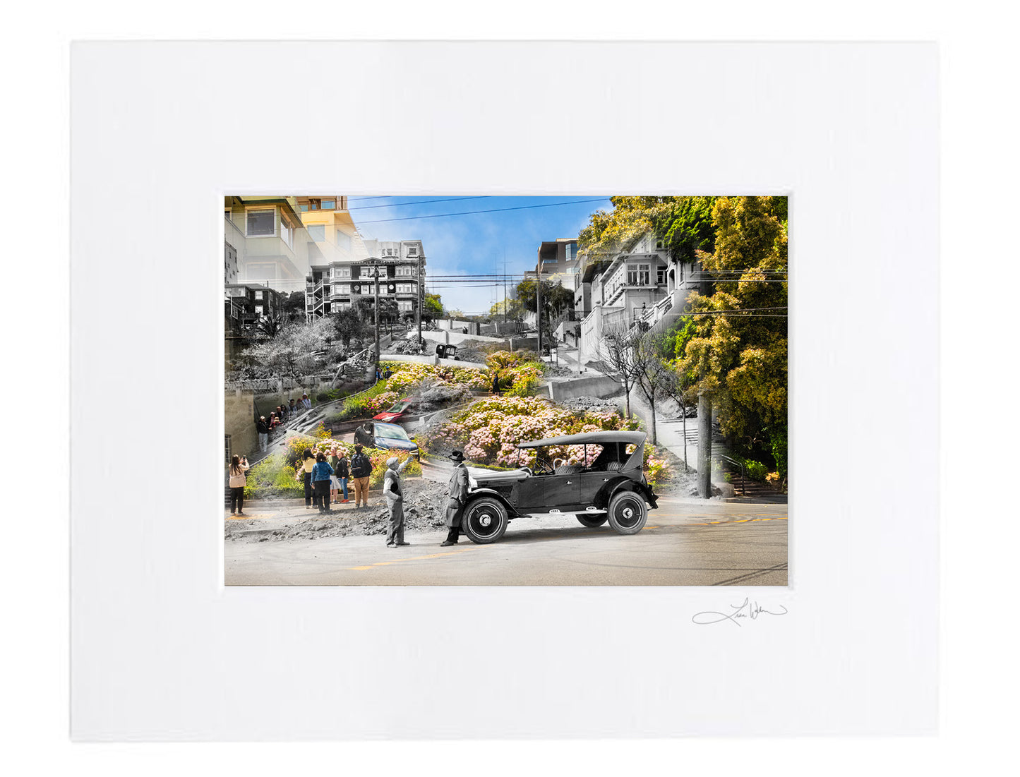 Lombard Street, San Francisco, California - Matted Print