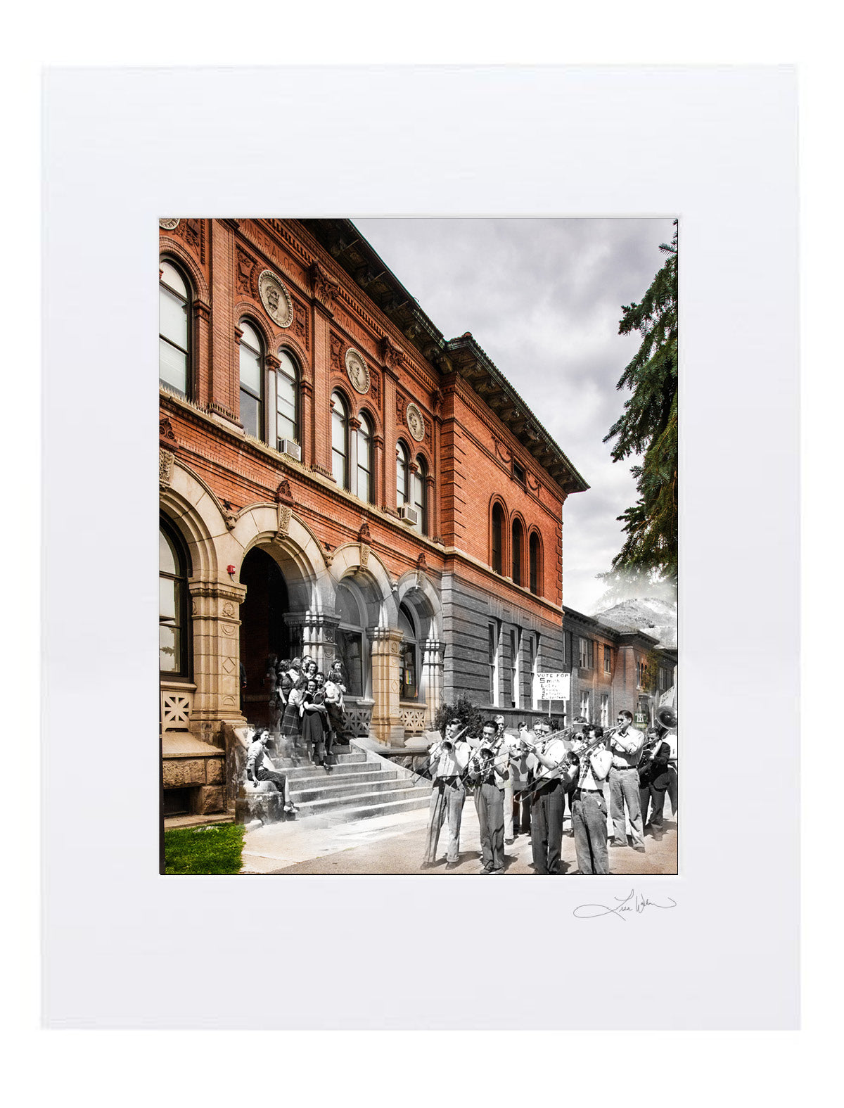 Montana Tech Main Hall and Ban - Matted Print