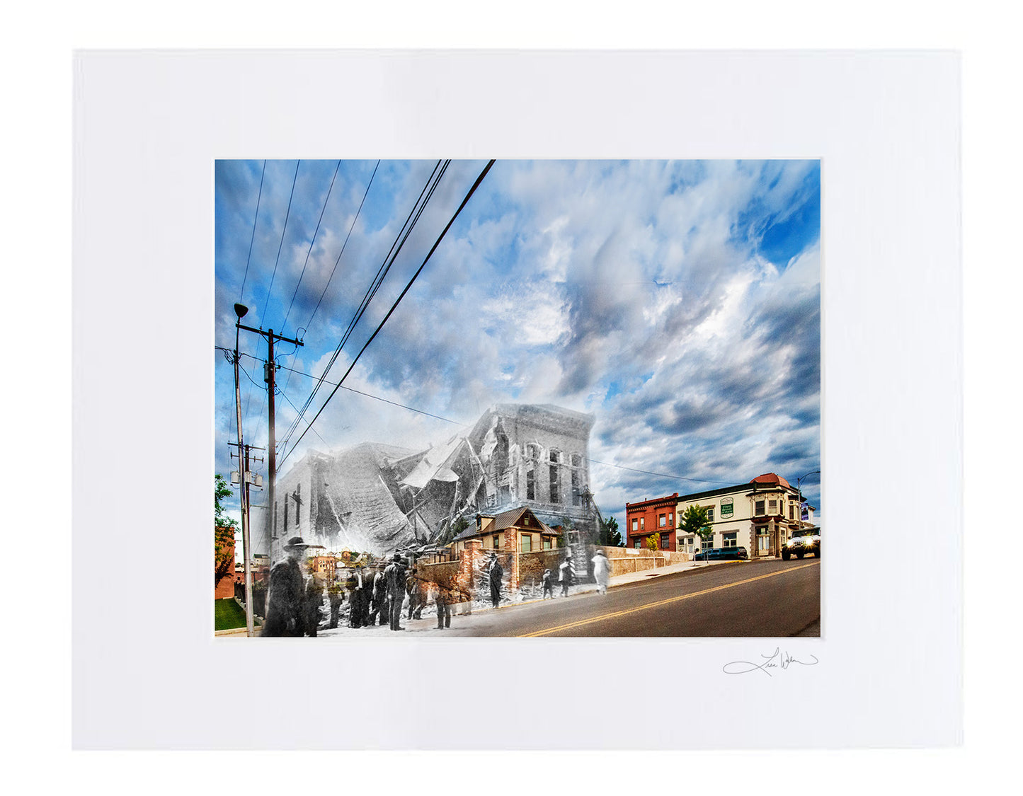 Miners Union Building Blown Up - Matted Print