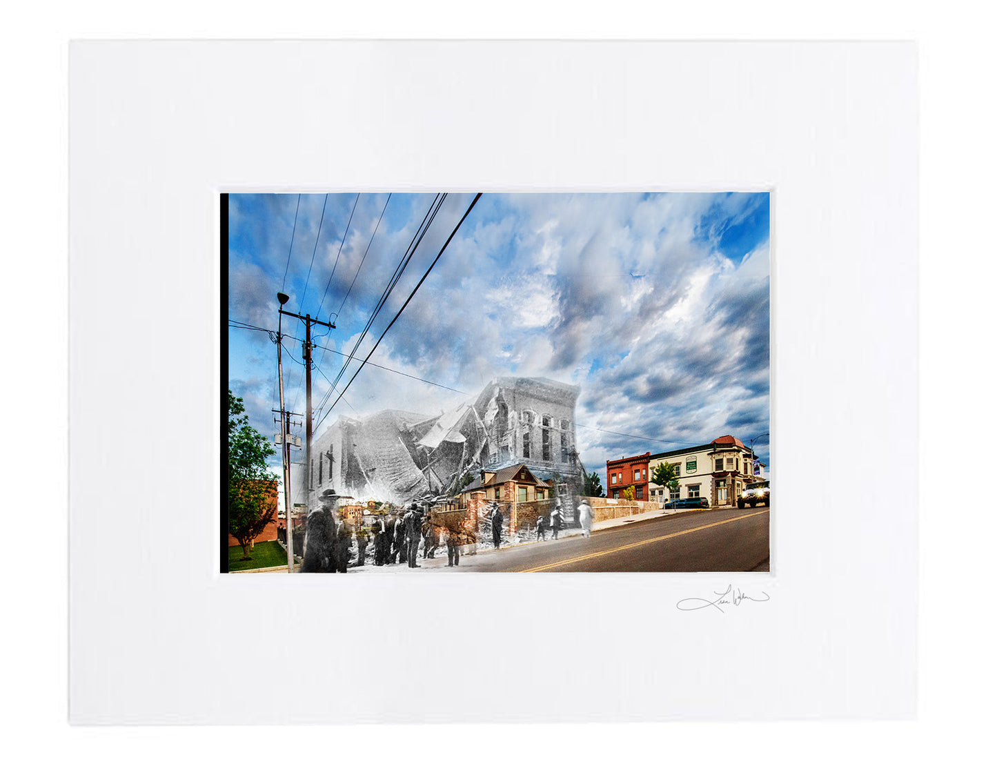 Miners Union Building Blown Up - Matted Print