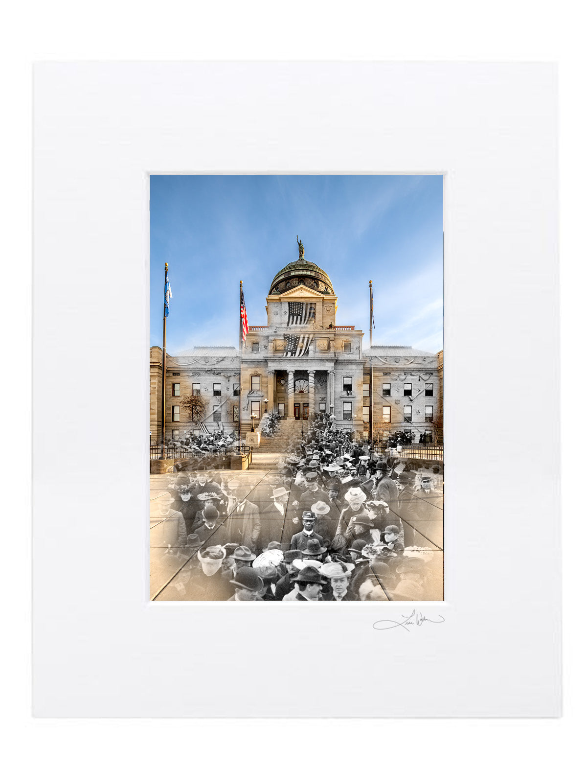 Montana State Capitol Crowd, Pres Roosevelt Speech -  Helena, Montana - Matted Print