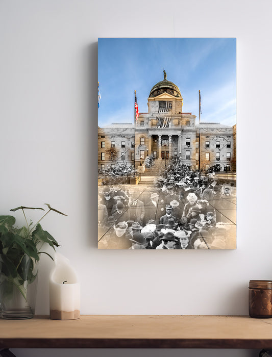 Montana State Capitol Crowd, Pres Roosevelt Speech -  Helena, Montana - Canvas Gallery Wrap