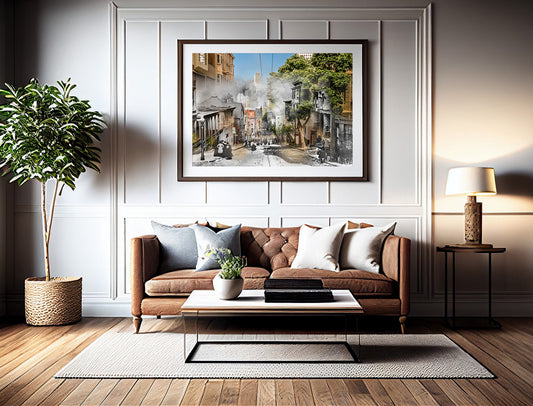1906 Earthquake from Sacramento St, San Francisco, California - Framed and Matted Print