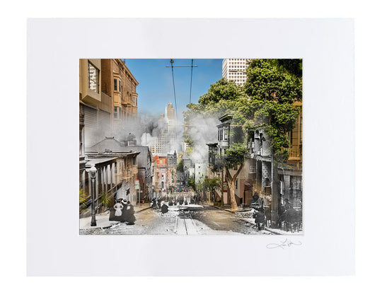 1906 Earthquake from Sacramento St, San Francisco, California - Matted Print