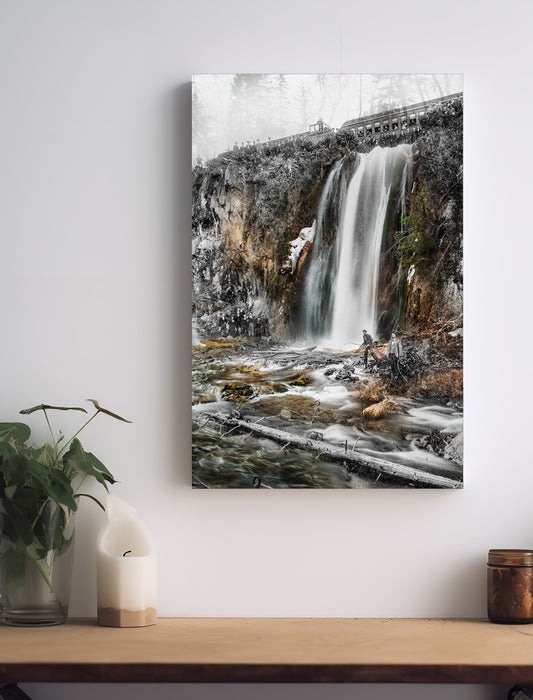 Spearfish Falls Train & People - Canvas Gallery Wrap