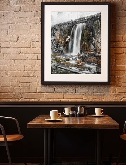 Spearfish Falls Train & People - Framed and Matted Print