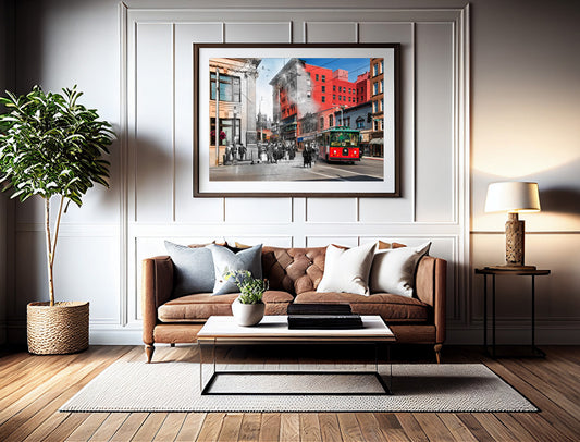 Take a Ride Through Time & Trolley - Framed and Matted Print