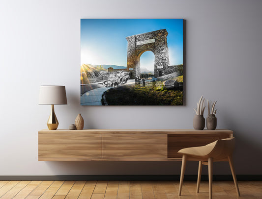 Gardiner North Entrance Arch with Cars - Canvas Gallery Wrap