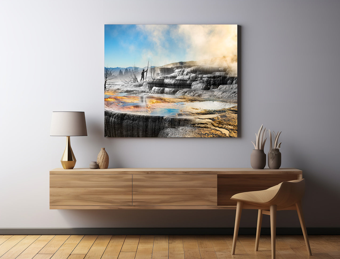 Mammoth Hot Springs Water and Formations - Canvas Gallery Wrap