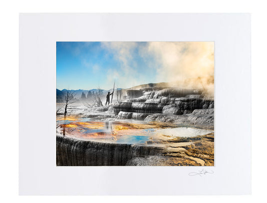 Mammoth Hot Springs Water and Formations - Matted Print