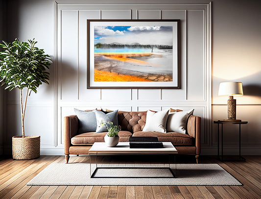 Grand Prismatic Waters Edge - Framed and Matted Print