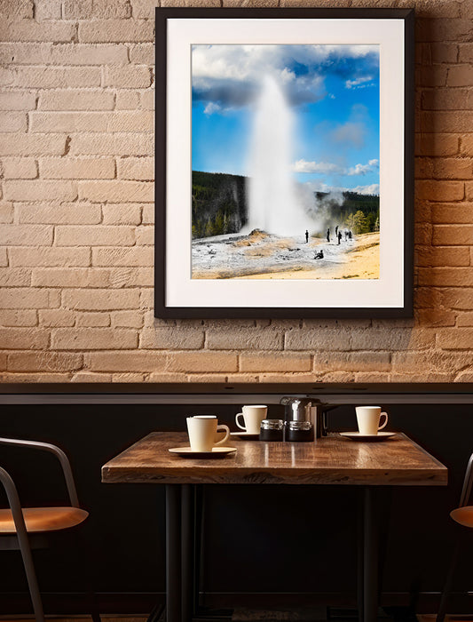 Old Faithful Painter, Yellowstone - Framed and Matted Print