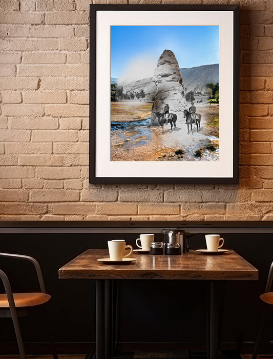 President Roosevelt at Liberty Cap, Mammoth Hot Springs - Framed and Matted Print