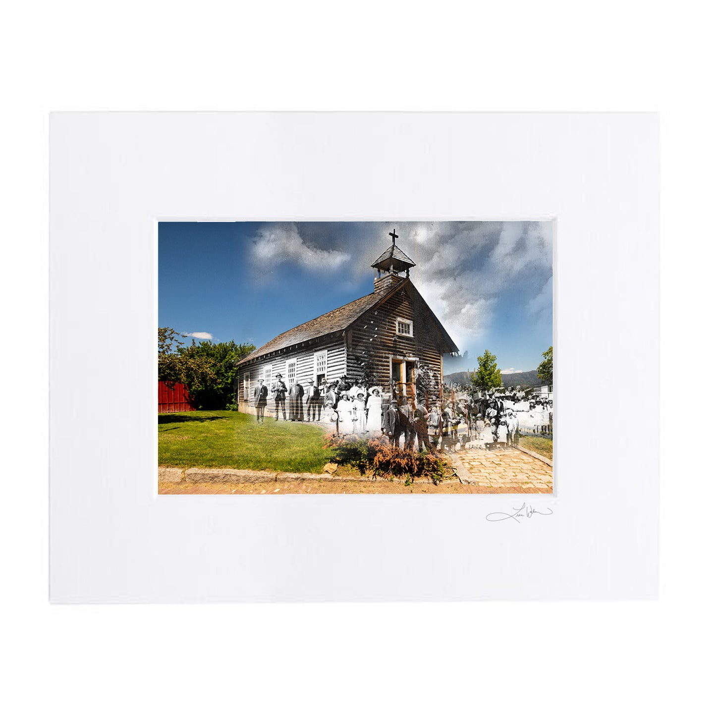 St. Patrick Church in Browns Gulch now WMOM, Butte, Montana - Matted Print