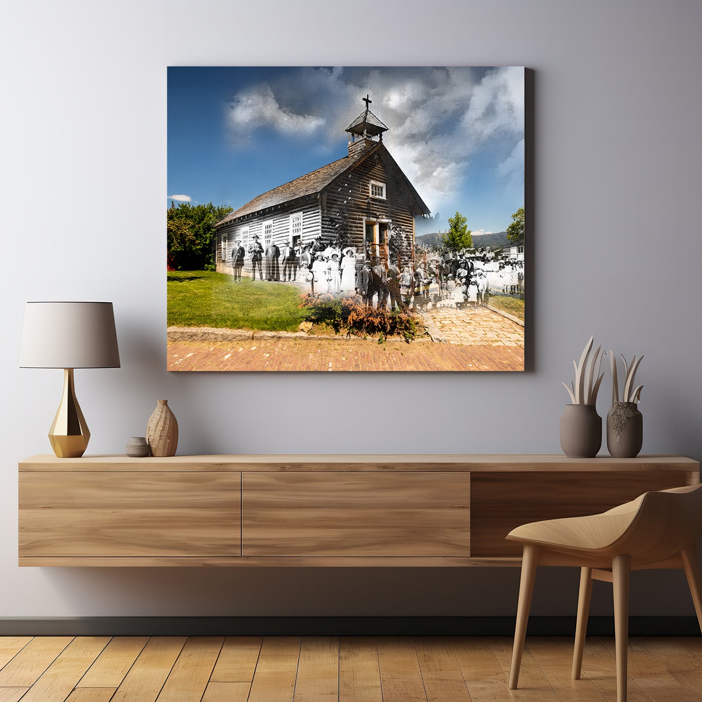 St. Patrick Church in Browns Gulch now WMOM, Butte, Montana - Canvas Gallery Wrap